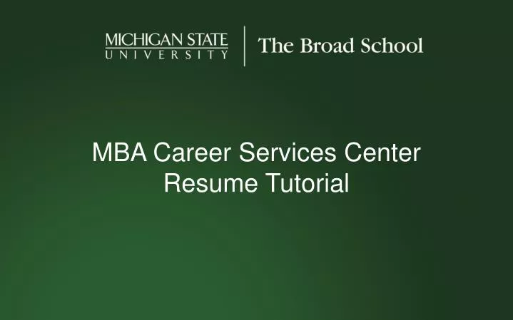mba career services center resume tutorial