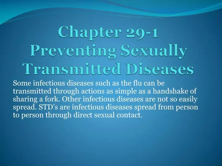 chapter 29 1 preventing sexually transmitted diseases