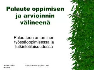 palaute oppimisen ja arvioinnin v lineen