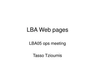 LBA Web pages