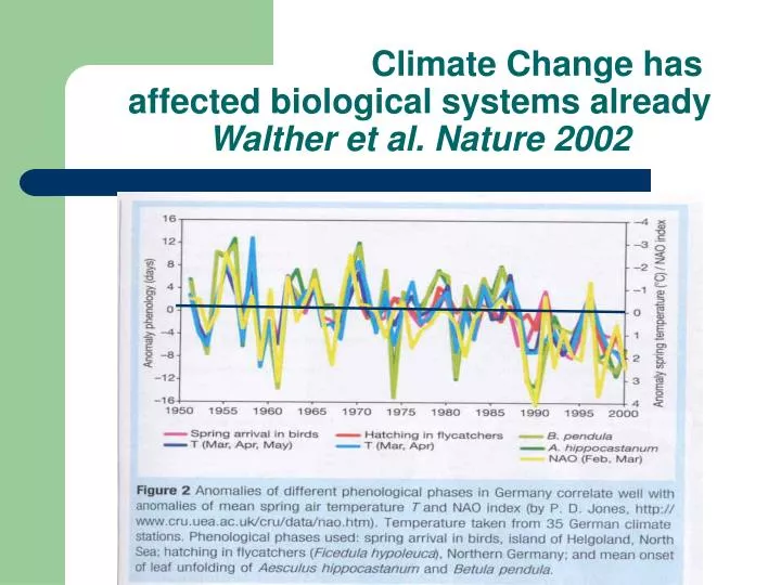 climate change has affected biological systems already walther et al nature 2002