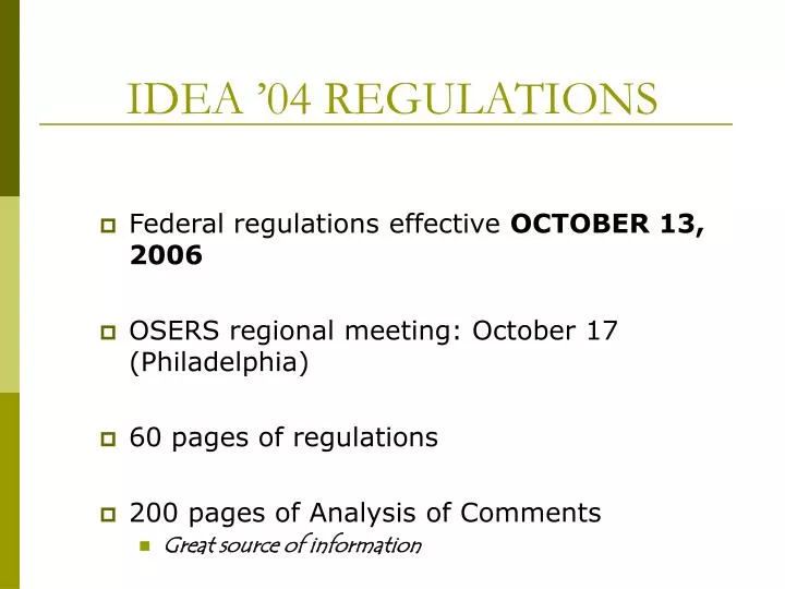 idea 04 regulations
