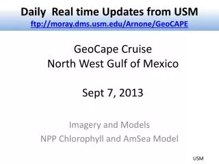 GeoCape Cruise North West Gulf of Mexico Sept 7, 2013