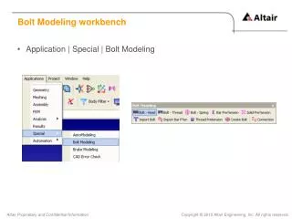 Bolt Modeling workbench