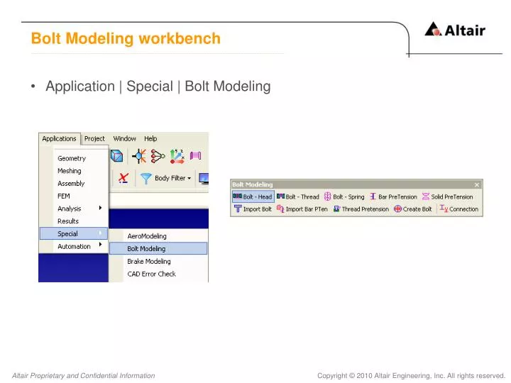 bolt modeling workbench