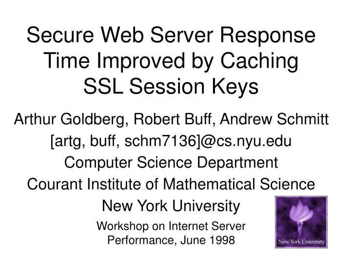 secure web server response time improved by caching ssl session keys