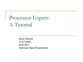 Processor Expert: A Tutorial
