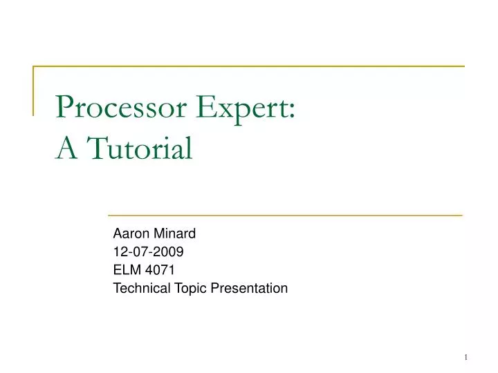 processor expert a tutorial