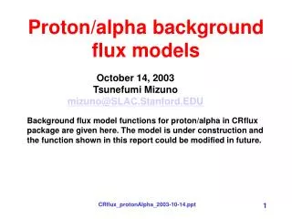 Proton/alpha background flux models