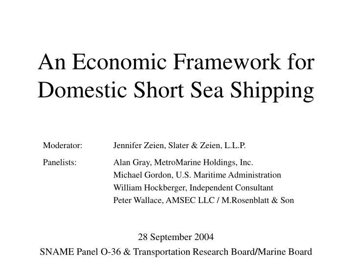 an economic framework for domestic short sea shipping
