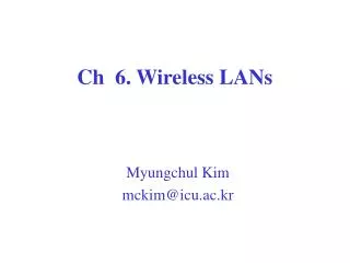 Ch 6. Wireless LANs