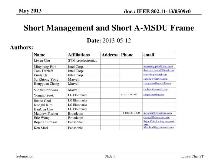 short management and short a msdu frame