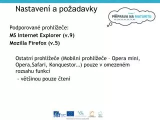 nastaven a po adavky