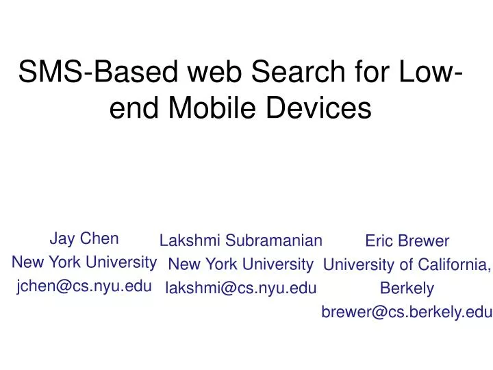 sms based web search for low end mobile devices