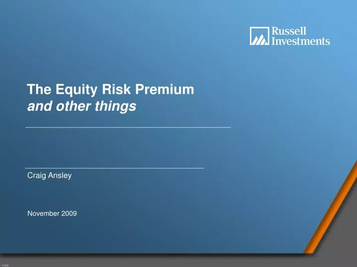 the equity risk premium and other things