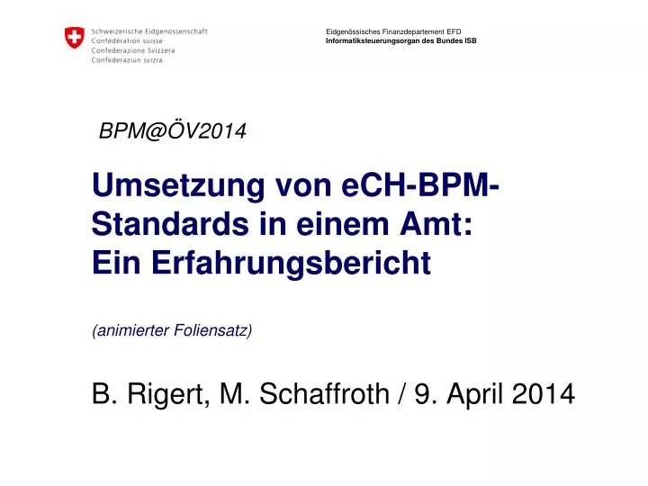 umsetzung von ech bpm standards in einem amt ein erfahrungsbericht animierter foliensatz