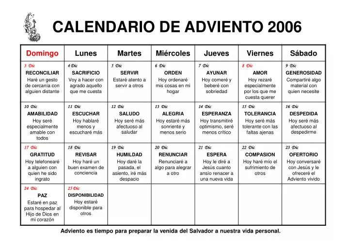calendario de adviento 2006