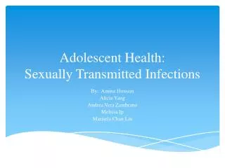 Adolescent Health: Sexually Transmitted Infections