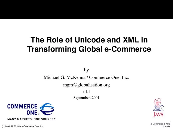 the role of unicode and xml in transforming global e commerce