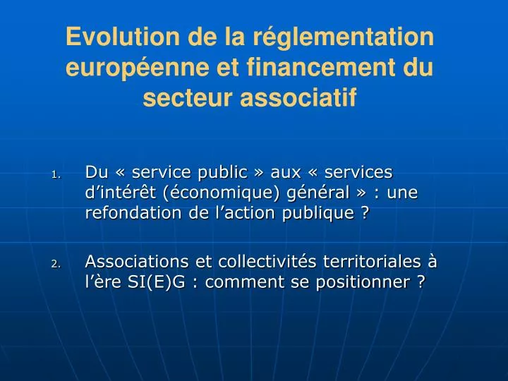 evolution de la r glementation europ enne et financement du secteur associatif