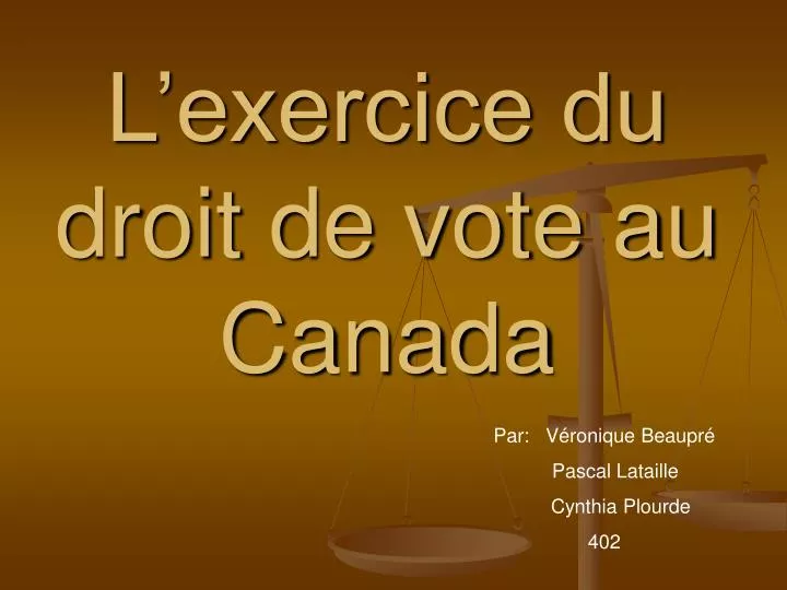l exercice du droit de vote au canada