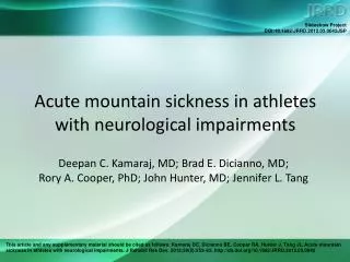Acute mountain sickness in athletes with neurological impairments