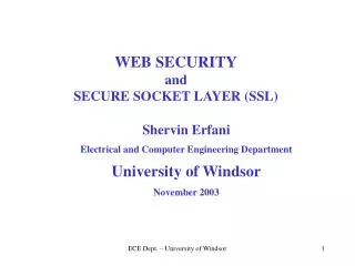 WEB SECURITY and SECURE SOCKET LAYER (SSL)