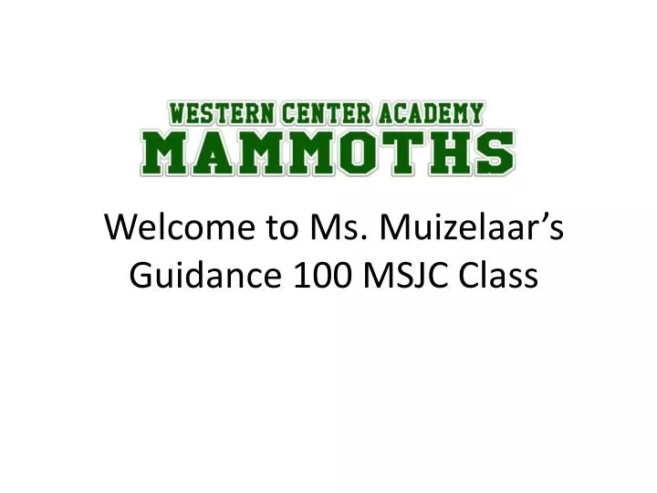 welcome to ms muizelaar s guidance 100 msjc class