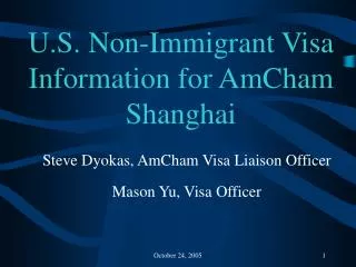 U.S. Non-Immigrant Visa Information for AmCham Shanghai