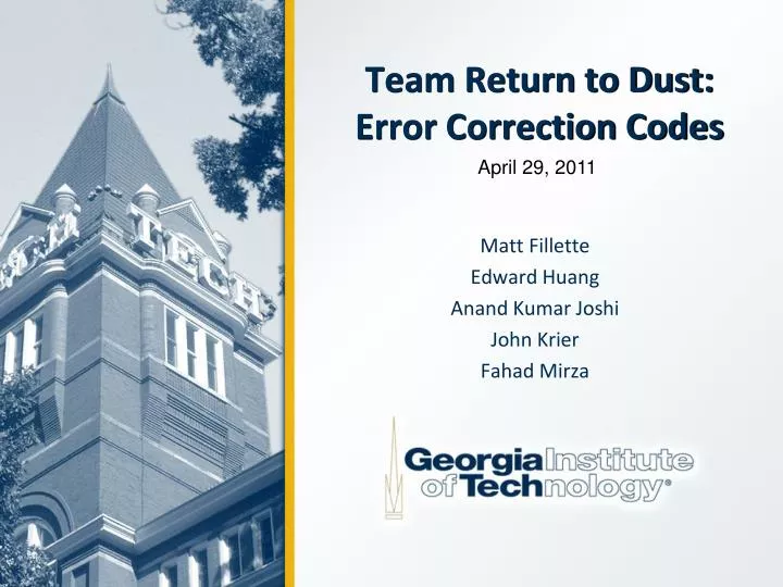 team return to dust error correction codes