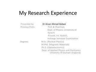 My Research Experience