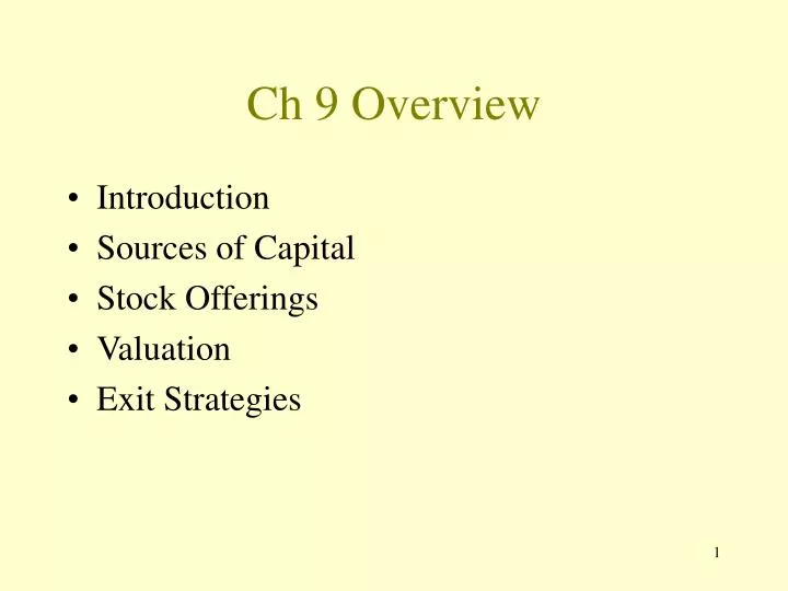 ch 9 overview
