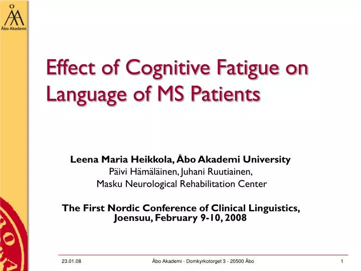 effect of cognitive fatigue on language of ms patients