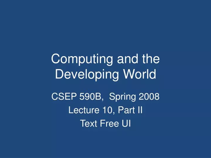 computing and the developing world