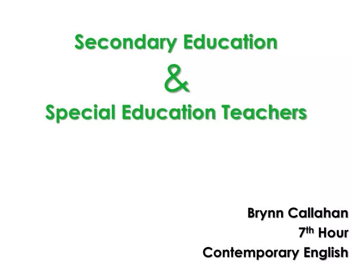 secondary education special education teachers