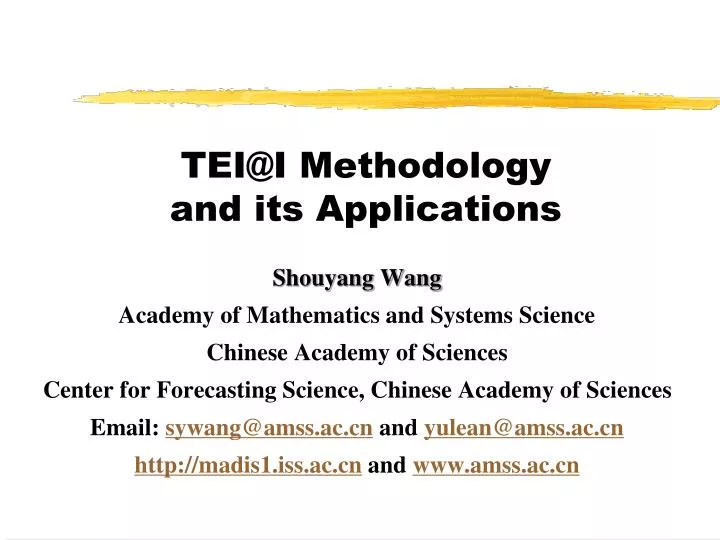 tei@i methodology and its applications
