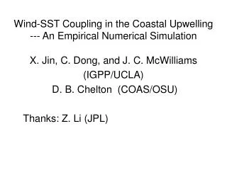 wind sst coupling in the coastal upwelling an empirical numerical simulation