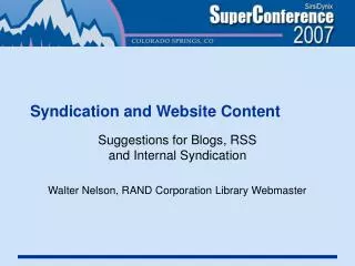 Syndication and Website Content