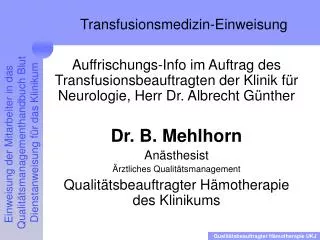 transfusionsmedizin einweisung