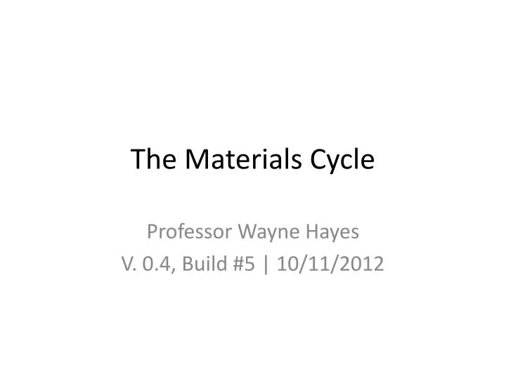 the materials cycle
