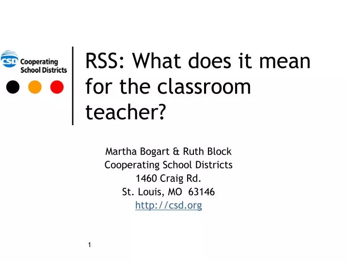 rss what does it mean for the classroom teacher