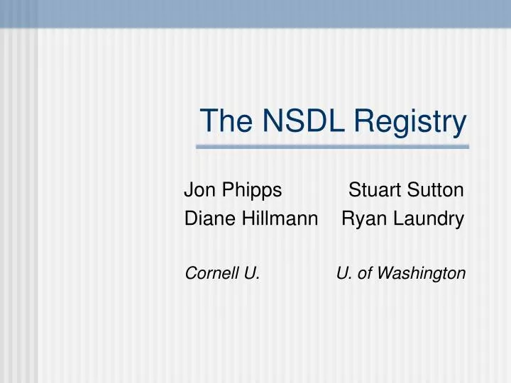 the nsdl registry