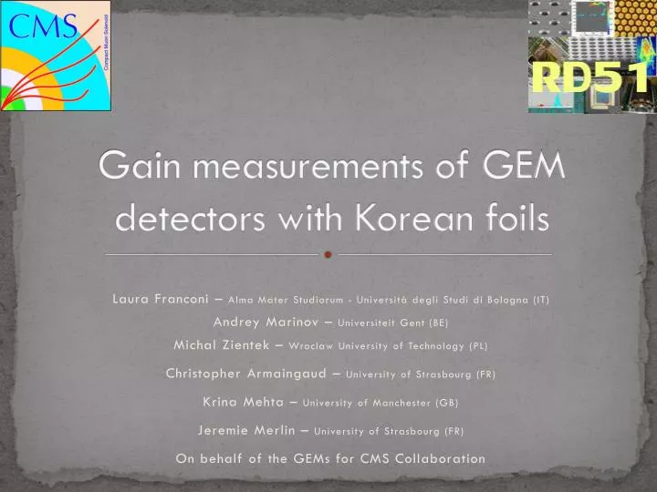 gain measurements of gem detectors with korean foils