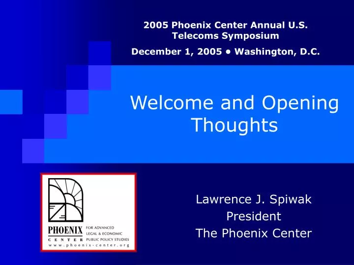 welcome and opening thoughts