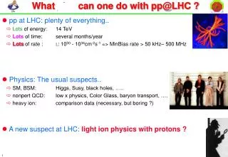 What else can one do with pp@LHC ?