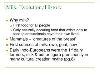 Milk: Evolution/History