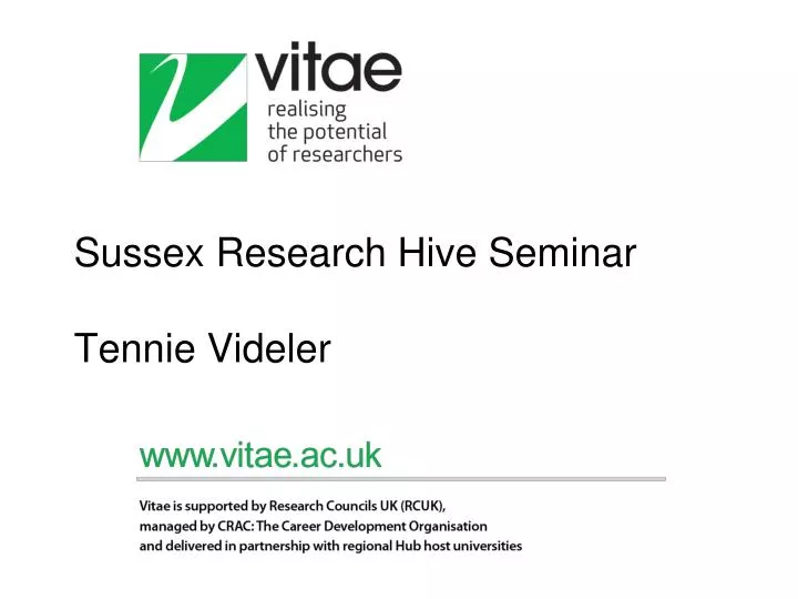 sussex research hive seminar tennie videler