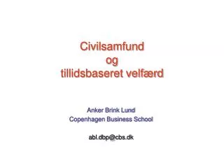 civilsamfund og tillidsbaseret velf rd