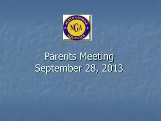 Parents Meeting September 28, 2013