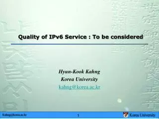 Quality of IPv6 Service : To be considered